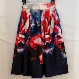 NICHOLAS Vibrant Red and Blue A-Line Skirt